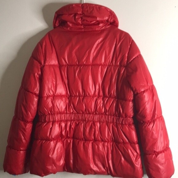 H&M red puffer jacket with belt attached size 16 ladies medium Y2K - Picture 9 of 13